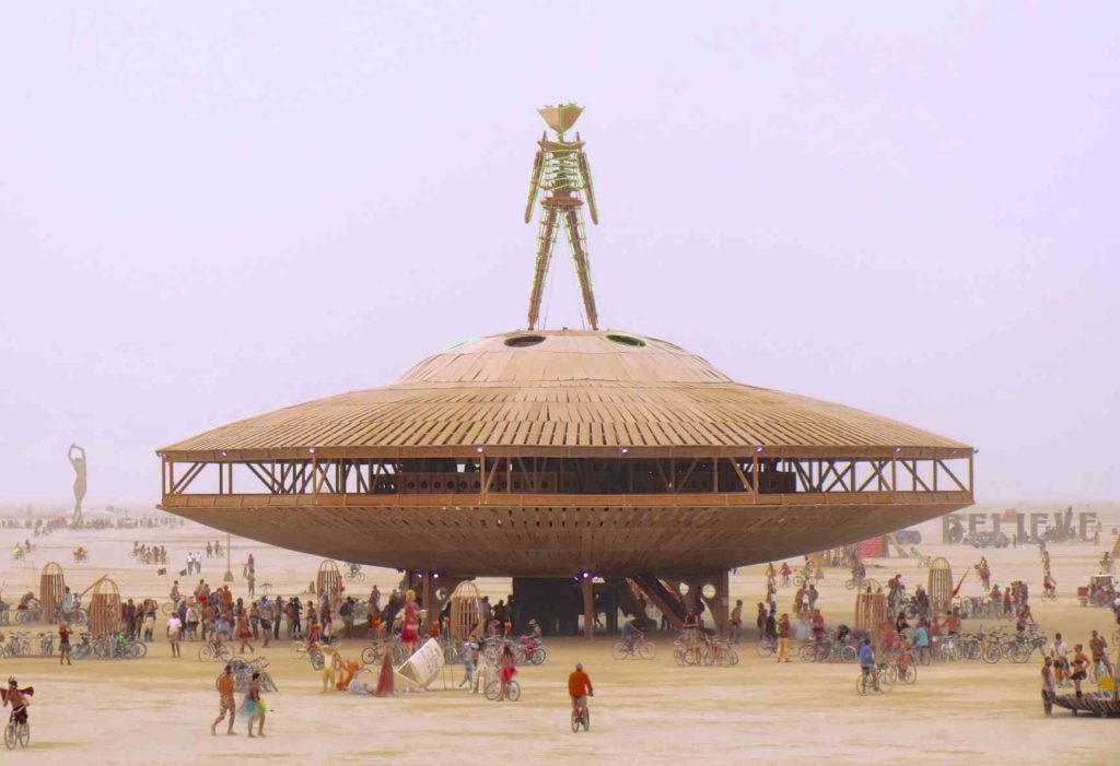 Burning Man Festival crowd gathering